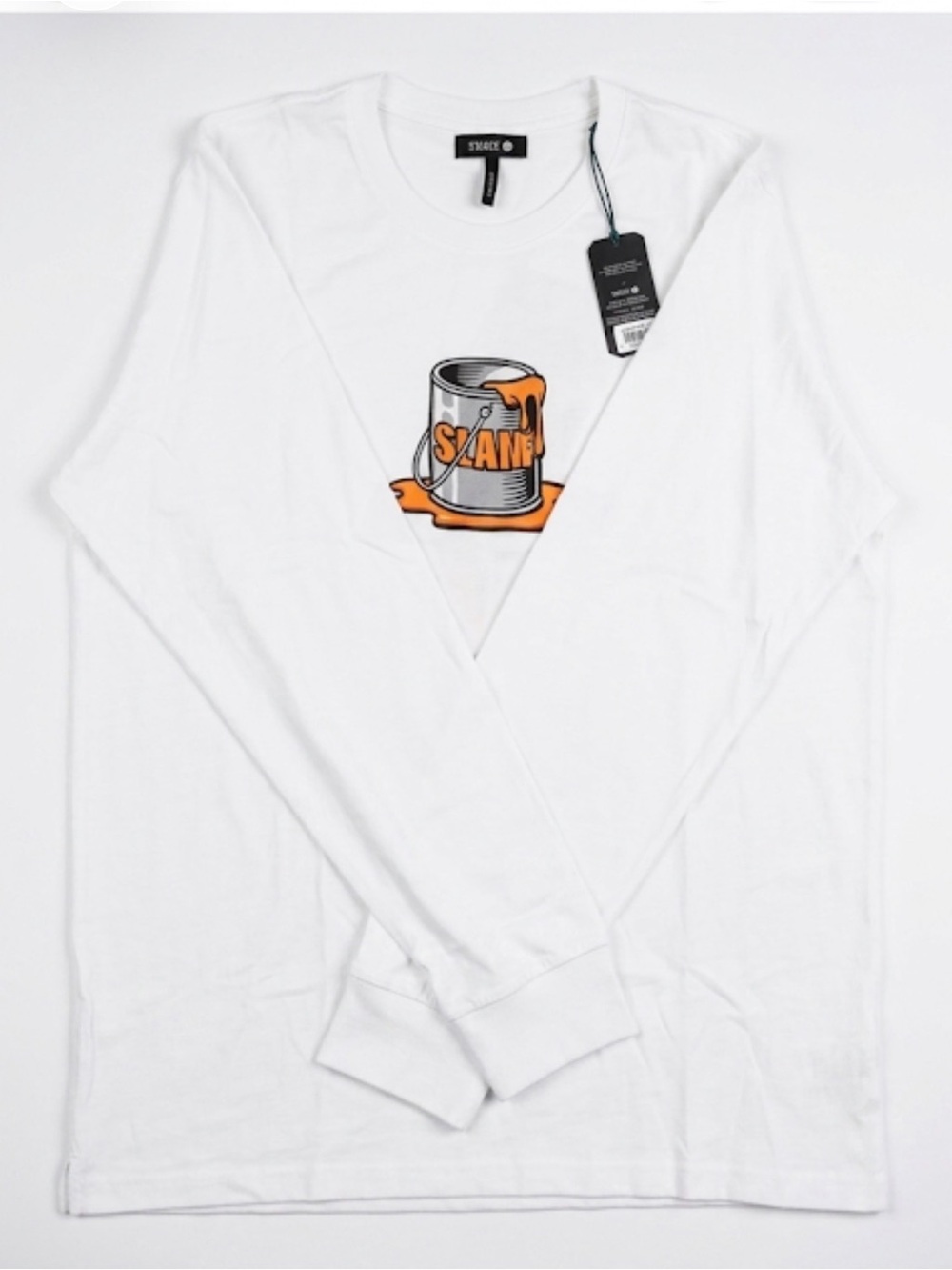 Stance White Long Sleeve Shirt with Orange Paint Can Graphic
